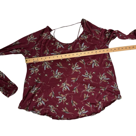 Free People Elsa Open Back Jersey Burgundy Floral Open Back Top Women’s Medium - Picture 6 of 10